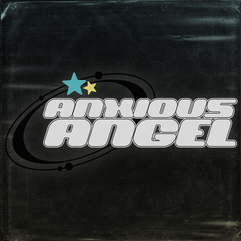 The Anxious Angel logo, which is two lowercase a's with a small cyan halo adorned with two yellow dots on the upper left side.